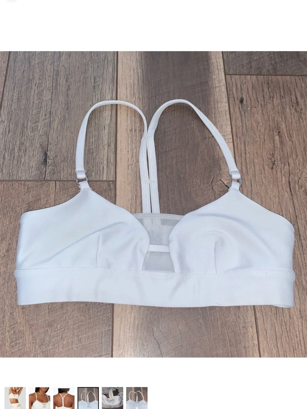ALO Yoga Ivory Mesh-Detail Sports Bra